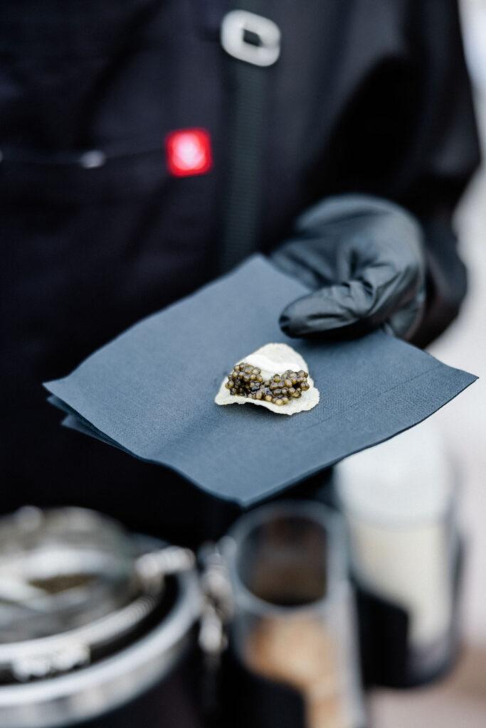 Caviar belt service at DragonRidge wedding Las Vegas